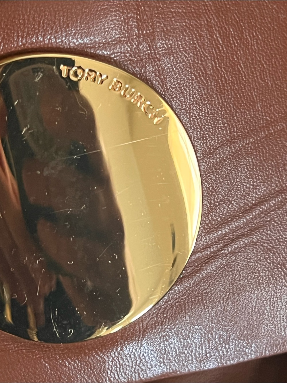 Tory Burch Brown Leather Gold Medallion Hardware Slide Sandals – Size 9.5 - Picture 2 of 9